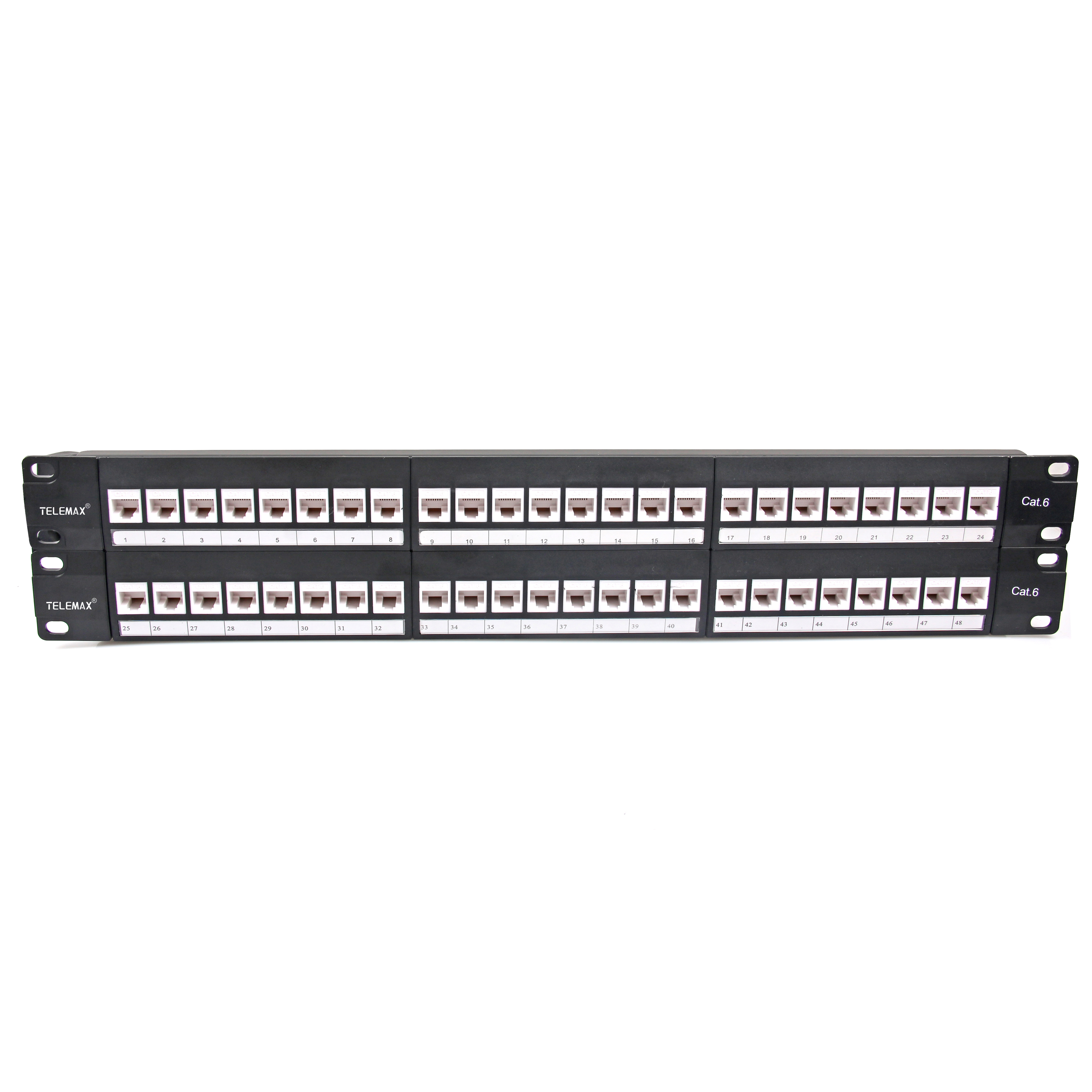 2U 19'' 48 Ports Cat 6 keystone Patch Panel with Back bar (Full loaded Keystone Jacks)