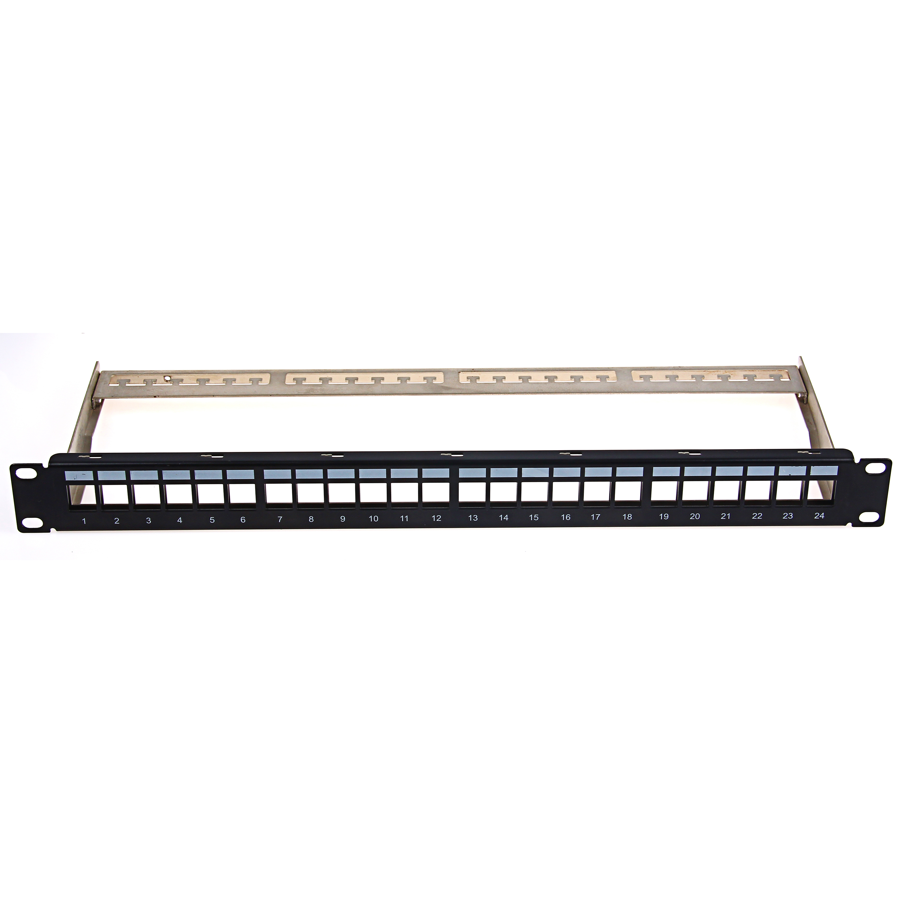1U 19'' 24 Port FTP Blank Patch Panel With Back Bar (Empty Patch Panel)