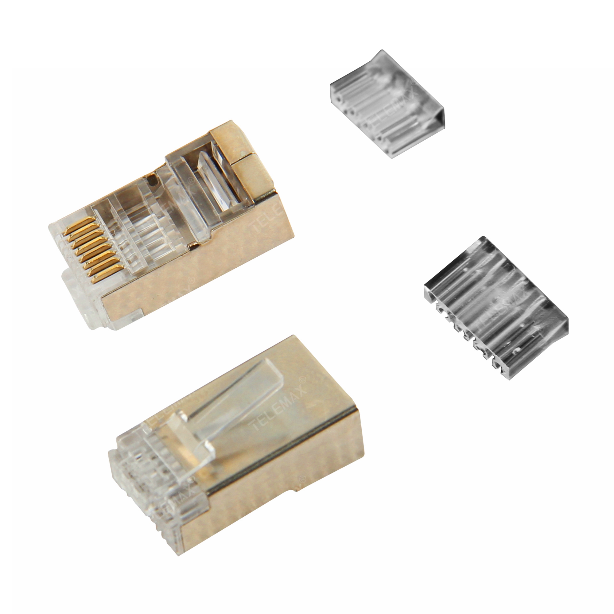 CAT6A FTP RJ45 Plug 8P8C, Golden plating 3/15/30/50u'',Copper Pin,Two Parts