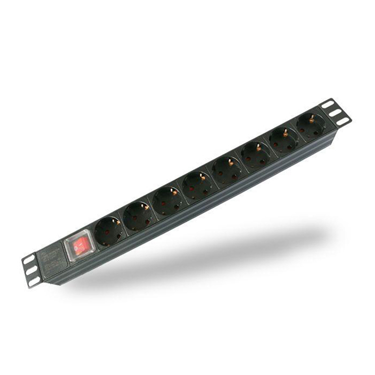 1U 19'' 8 Ports Germany Type PDU with Switch, 13A, Cable length 2 Meters