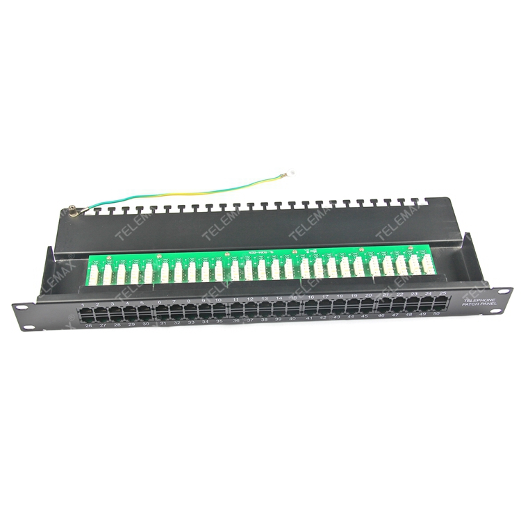 1U 19'' Cat.3 RJ45 Telephone Patch Panel  50 Ports