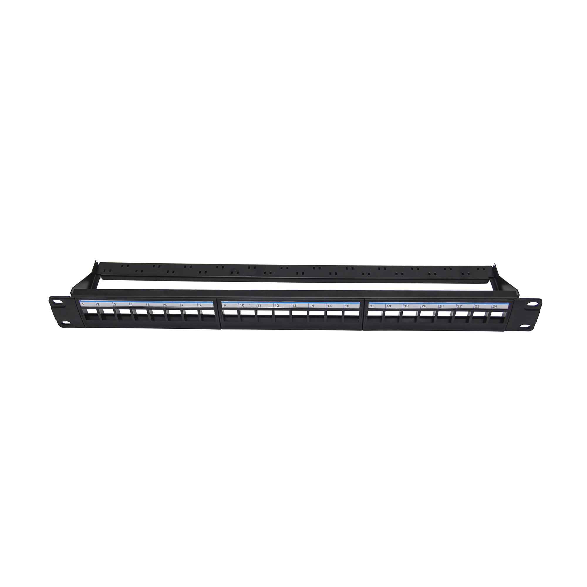 1U 19inch Blank patch panel with rear cable management