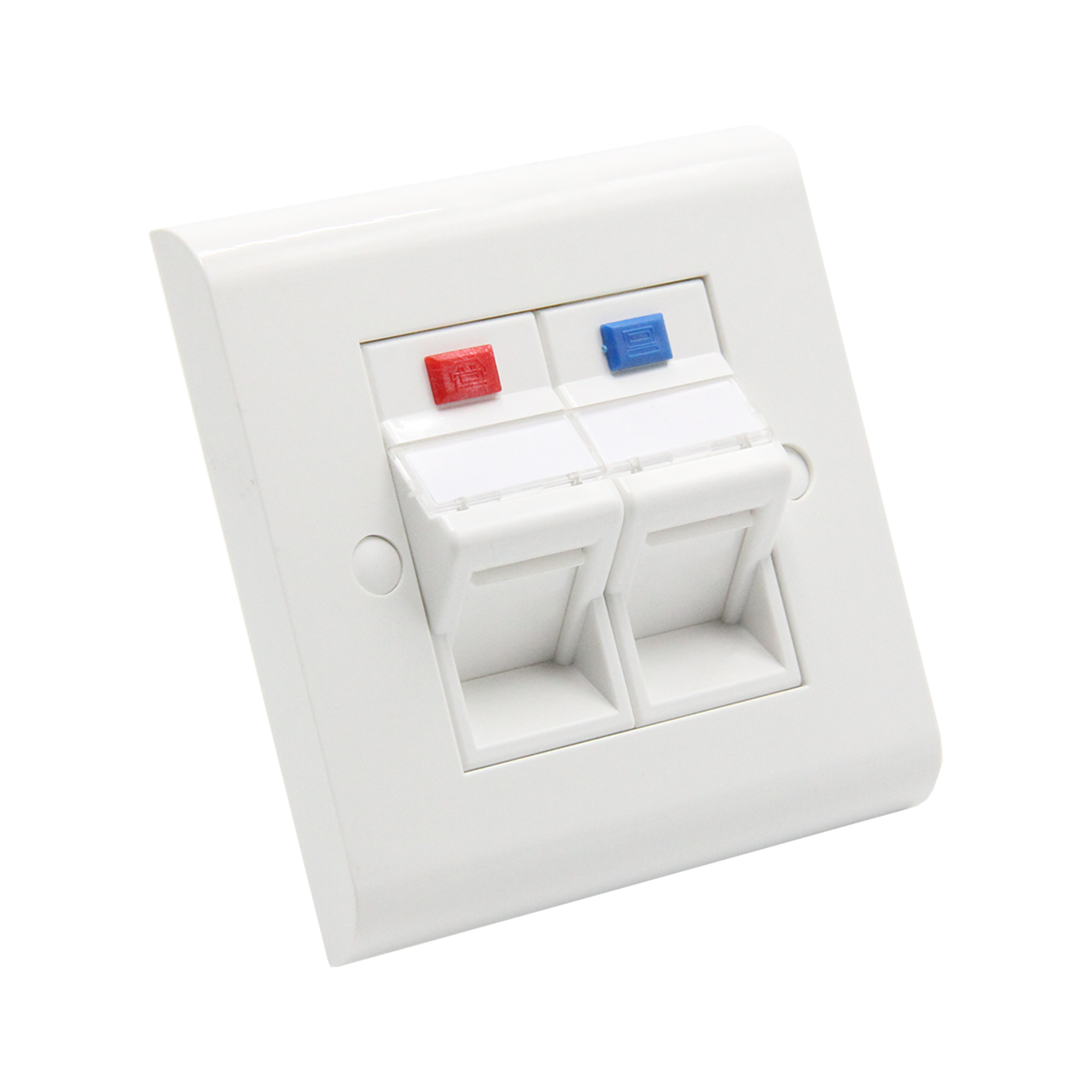 Angled UK Faceplate 2 Ports ABS